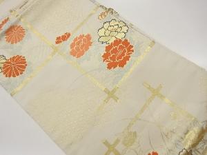 牡丹・菊に菱模様織出し名古屋帯